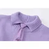 Automne Hiver Femmes Coréen Preppy Style Pull tricoté Pull à manches longues Violet Casual Jumpers Tops Vêtements d'extérieur 210515