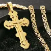 Pendant Necklaces Multilayed Rivet Cross Necklace Stainless Steel Church Link Chain For Men Orthodox Prayer Jewelry Gift291W