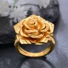 Wedding Rings Ethiopia Dubai Rose Gold Color For Women Girls Flower Simple Finger Trend Ring Jewelry Party8016444