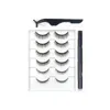 Karışık Stiller 6 Pairs / Set Yanlış Kirpik Kiti Faux 3D Vizon Kirpik Yapışkanlı Eyeliner Ve Cımbız Doğal Kalın Uzun Göz Lashes Uzatma Makyaj