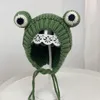 키즈 아기 겨울 chunky 케이블 니트 비니 모자 귀여운 만화 개구리 모양의 따뜻한 봉제 인형 windproof 이어 플랩 캡