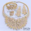 Gouden kleur sieraden set vrouwen ketting oorbellen Dubai Afrikaanse Indiase bruids accessoire bladeren vorm sieraden sets