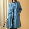 Kopa damska płaszcze 2022 Bawełna sprężyna i lniany duży rozmiar luźnej kurtki wiatrówki o średniej długości ubrania kobiet w pojedynczym piersi swobodny