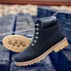 Coturno Black High Top Mens Botki Skórzane Zimowe Snow Męskie Wodoodporne Z Utrzymać Ciepłe Drewno Bot Botki Buty Lądowe 211023