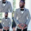 White Black Striped Customized Wedding Tuxedos Slim Fit Double Breasted Jacket Suits Business Party Prom Blazer Only One Piece