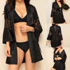 womens black satin pyjama's