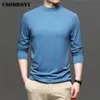 COODRONY Brand Spring Autumn Arrival All-Match Fashion Casual Pure Color Stand Collar Long Sleeve T-Shirt Men Clothing C5049 220312