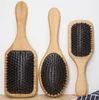 3 embalagem de madeira de oliveira javali escova de cabelo de cerdas, massager de cabeça de almofada de ar pente com pino de nylon, alimentação de madeira natural escova de cabelo massagem projetado para mulheres, homens, fino