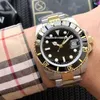 15 stilar Lyxig högkvalitativa klockor 40mm A2813 Automatisk mens Watch Black Dial Ceramic Bezel Yellow Gold Steel Two-Tone Bracelet Gents Wristwatches