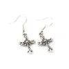 24Paires/LotAntique Argent Alliage Croix Charme Lustre Boucles D'oreilles Poisson Oreille Crochet Bijoux 12x40.5mm A-269e