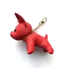 2022 Sleutelhanger Bulldog Sleutelhanger bruin bloem leer mannen vrouwen handtassen Tassen Bagage Accessoires Liefhebbers Auto Hanger 7 Kleuren met doos 12x13x5cm #DOG-05