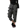 [ Spring Ball Casual Harem Pants For Women Loose Gray Black Fleece Trousers Fashionable Clothing Style 210521