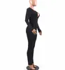Damenmode, einteiliger Bodysuit, Overall, sexy Langarm-Strick-Playsuits, lässiger Body-Anzug, Strampler mit V-Ausschnitt, Outfits, Trainingsanzug, q5av