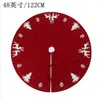 92/122cm New Year 2022 Red Knitted Elk White Flannel Embroidered Snowflake Tree Skirt Christmas Home Decorations Xmas