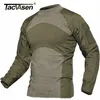 TACVASEN Men Summer Tactical T-shirt Army Combat Airsoft Tops Long Sleeve Military tshirt Paintball Hunt Camouflage Clothing 5XL 220314