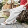 OriGoods Pantaloni Harem in cotone e lino Donna Elastico in vita Pantaloni estivi bianchi solidi 2021 Pantaloni larghi vintage Femme B244 Q0802