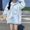 Nomikuma Oversize Tie Dye Trycktjacka Kvinnor Ankomst Loose Korean Fashion Långärmad Hooded Coat Tops Ropa Mujer 210514