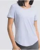 Yoga skjortor tank tops l16 fast färg casual mode sport lös bodybuilding t shirt kvinnor gym kör fitness träning sport te5915932