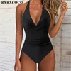 RXRXCOCO Swimsuit Woman Swimwear For Women Solid Push Up Womens Bathing Suit Beachwear Female Bodysuit 220308
