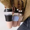 Hooks & Rails PU Leather Milk Tea Hand-Held Holder Detachable Chain Outdoor Picnic Portable Coffee Cup Outer Packaging Bag Without Water