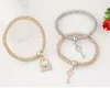 1 Set3pcs Key Locket Bracelet Fashion Keys Lockets Pendant Charm Braclets Bangles Women Layers Gold Color Bracelets Punk Jewelry 2614173