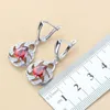 Top Quality Red Garnet Bridal Jewelry Sets For Women Silver Color Trendy Costume 3-Piece Sets H1022