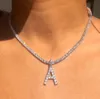 Link Diamond ketting eenvoudige hiphopstijl Meerlagige mix met 26 letters hanger ketting9798554