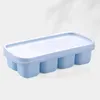 8 Griglia Fondo in silicone Vassoio per ghiaccio Utensili per cubetti Stampo Cucina Bar Forma quadrata fai-da-te Con coperchio Succo di whisky Cocktail Rilascio facile Impilabile JY0527