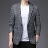 Men's Suits & Blazers 2022 Fashion Casual Boutique Business Slim Plaid Houndstooth Formal Suit Jacket Dress Coat