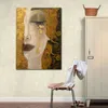 Pittura a olio di arte della parete il bacio Gustav Klimt riproduzione su tela Ritratto donna opere d'arte moderna oro bagno ufficio casa romantica D253Q