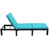 US STOCK TOPMAX Patio Benches Furniture Outdoor Adjustable PE Rattan Wicker Chaise Lounge Chair Sunbed Blue308o