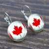 American Flag Earring Glass Cabochon Danish Canada Netherlands French British Hook Earring Flag Jewelry Earring 2pcs/set Q0709