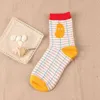 1 Pair Jacquard Owoce Skarpetki Bawełniane Urocze Paski Avocado Skarpety Dot Point Nowy Design Ukraina Kawaii Cute Winter Socks Gift G1224