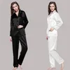 Женский шелковый атласный пижамный комплект Пижамная одежда для сна Домашняя одежда S, M, L, XL, 2XL, 3XL Plus Solid__ Подходит для всех сезонов 211215