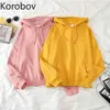 Korobov Harajuku Ulzzang Hoodie Femme Vintage Uzun Kollu Kadın Tişörtü Kore Streetwear Büyük Boy Tiki Tarzı Hoodies 210430