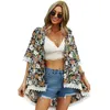 Kvinnors badkläder Kvinnor toppar Summer Boho Chiffon Swimsuit Beach Cardigan Vintage Bikini Cover Up Wrap Beachwear Outdoor Anti-UV Lace Coat