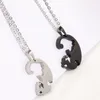 Mode Animal Pendentif Noir Blanc Chat Couture Collier Simple Amitié Cadeau Coeur Forme Or Blanc Mignon Couple Bijoux Colliers