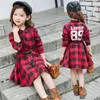 Children's skirt New girls' Long Sleeve Plaid Dress for autumn CUHK Korean style pure cotton waist princess skirt