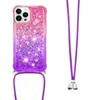 Déménager Liquide Holographic Sparkle Glitter Téléphone pour iPhone 13 Pro Max Bling Bumper Slim Protecteur 11 6,1 pouces LANYARD CASE POUR FILLES FEMMES