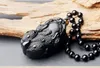 Obsidienne noire Pixiu Jade pendentif perles collier sculpté à la main mode chinoise charme bijoux accessoires amulette pour hommes femmes cadeau