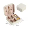 Portable single-layer jewelry storage box display case European-style earrings ring necklace organizer leather small mini boxes LLB12283