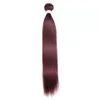 Düz Paketler Brezilya İnsan Saçları Kadınlar İçin 3/4 PCS Remy Burgundy Saç Dokuma Renkli 99J Kırmızı