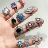 Vintage Gemstone Women Rings Light Luxury Crystal Zircon Stone Ring Colorful Zirconia Finger Heavy Industry Micro Pave S925 Silver2483