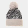 Vinter plus paljetter stickade hattar för kvinnor beanie hatt unisex elastisk varm hiphop cap mjuk baggy bonnet grossist dd841