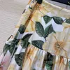 Spring Summer Runway Designers Fashion High Waist Floral Print Aline Long Kjolar Kvinnor 210601