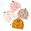 Baby Hats Big Bow Turban Hair Bowknot Caps Head Wraps for Infant Kids Ears Cover Toddler Children Elastic Bow Beanie Solid Color KBH348