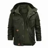 Winter Parkas Mens Casual Tjock varm Bomberjacka Outwear Fleece Hooded Multi-Pocket Tactical Military Overcoat