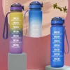 1000ml Sports Water Bottle Portable Fitness Water Mug with Stra Outdoor Travel Leakproof Drinkware Plastic Bottle with Time Stam Y0915