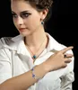 Trendy Accessories Simple Chain Inlay Ocean Royal Blue Heart Crystlal Bracelet For Women Girls Fashion Jewelry Wrist Decor Link