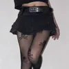 Altgirl Harajuku Y2K Denim Etek Kadın Koyu Gotik Streetwear Mini Etek Kafatası Kemer Alışveriş Merkezi Goth Punk Grunge Seksi Emo Clubwear 210611